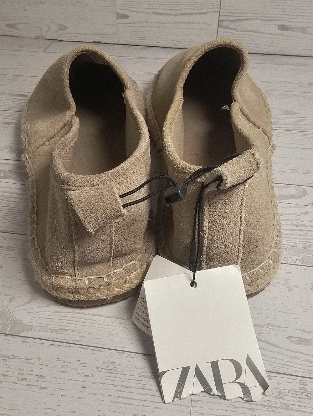 ZARA Suede Espadrilles Beige Slip-On Shoes Size 5.5 US / 38 EU NWT NO BOX